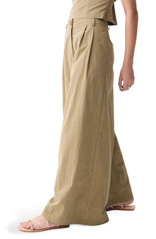 Deluc Louna Pleated Cotton Blend Wide Leg Pants In Army