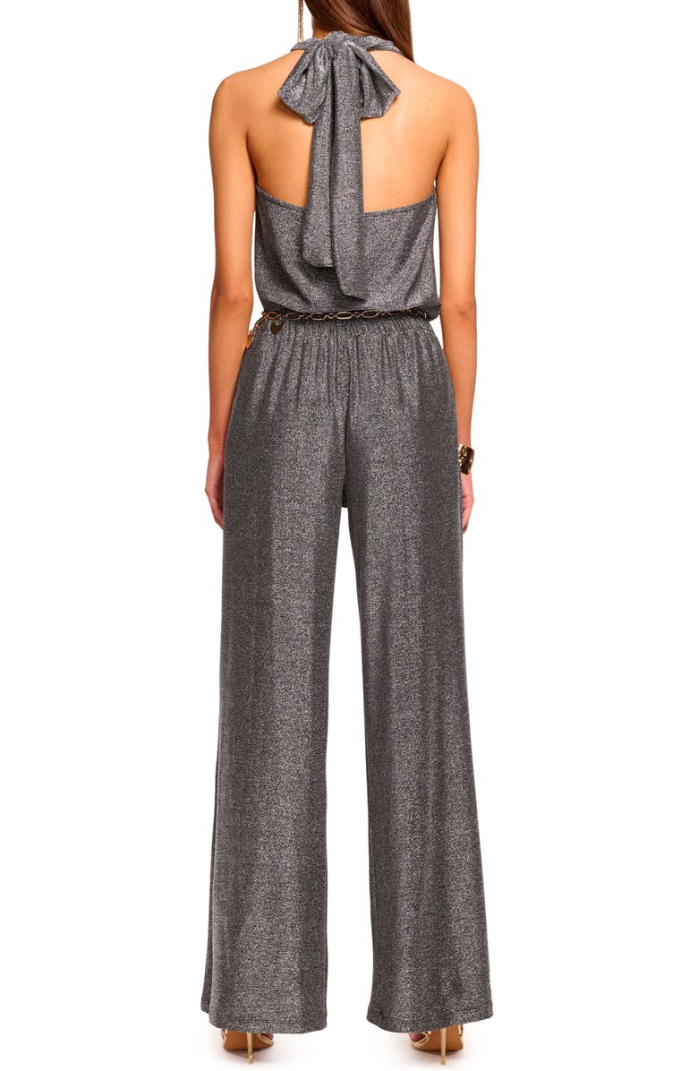 Ramy Brook Ginger Metallic Drape Neck Jumpsuit, Alternate, color, Silver Knit