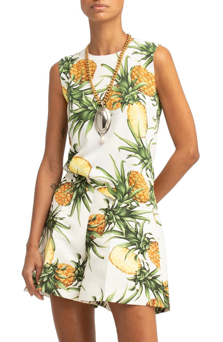 Oscar de la Renta Pineapple Print Tank, Main, color,