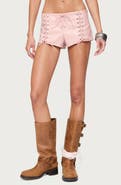 EDIKTED Elisha Faux Leather Micro Shorts