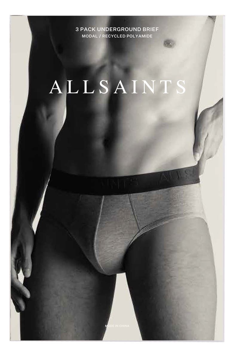 AllSaints 3-Pack Contour Pouch Stretch Modal Blend Briefs, Alternate, color, Black