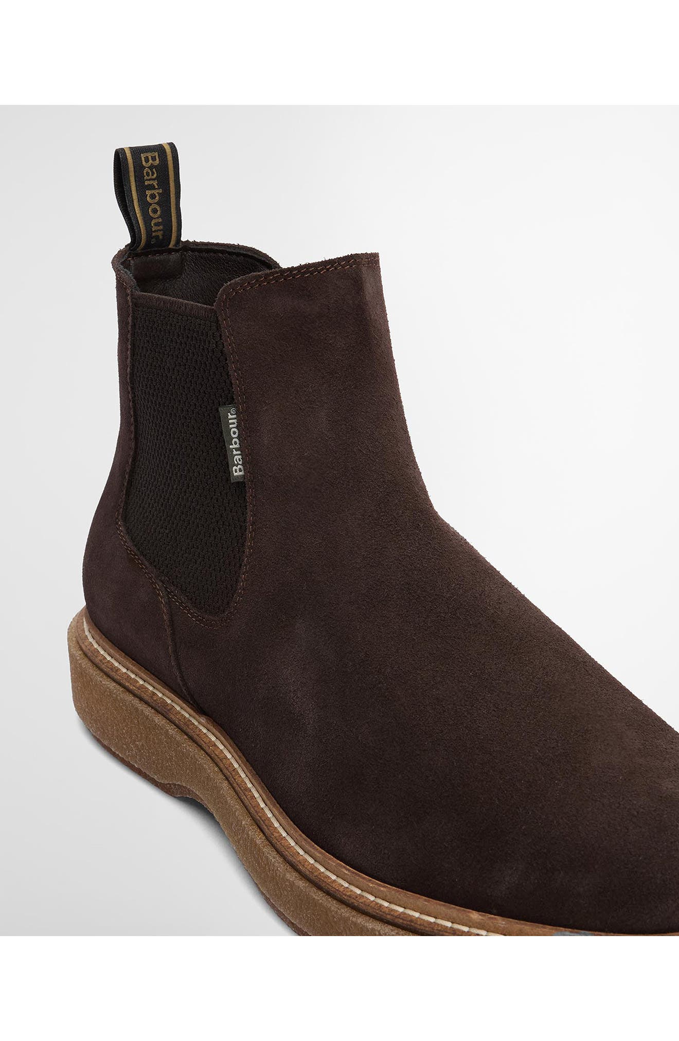 Barbour Tinstone Lugged Chelsea Boot, Alternate, color, Chocolate Suede