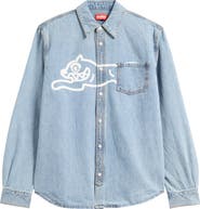 ICECREAM Parado Logo Graphic Denim Button-Up Shirt