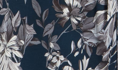 Connected Apparel Floral Puff Sleeve Wrap Midi Dress In Green