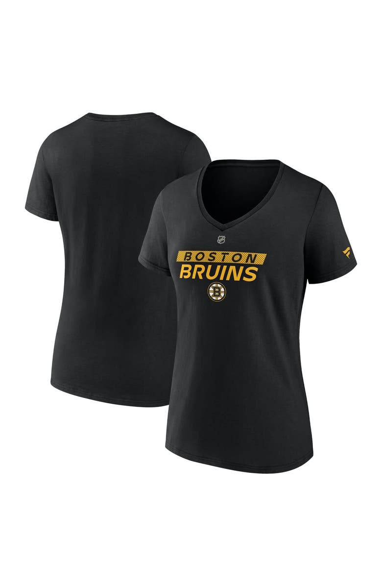 FANATICS Women's Fanatics Black Boston Bruins Authentic Pro Core Primary V-Neck T-Shirt, Alternate, color, Black