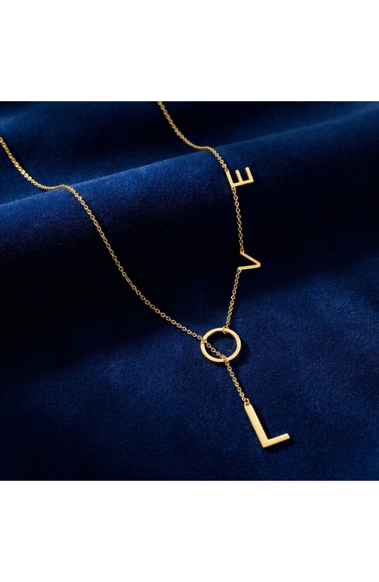 Bliss Diamond Love Lariat Necklace 18k Gold Plated 21", Alternate, color, 18K Yellow Gold