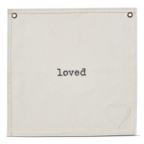 Loved Wall Art Sign Panel Natural Cotton Easy to Clean Decor