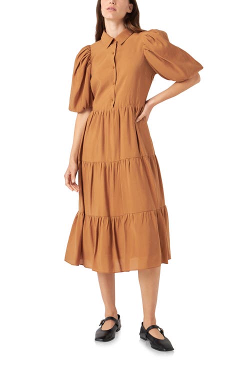 Tiered Midi Shirtdress