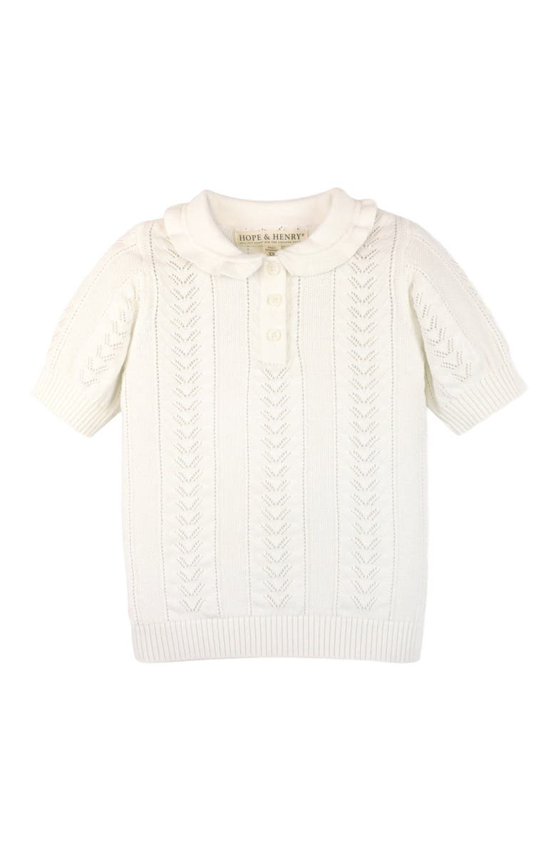 Hope & Henry Baby Girls' Peter Pan Collar Sweater Polo, Infant, Main, color, Soft White Pointelle