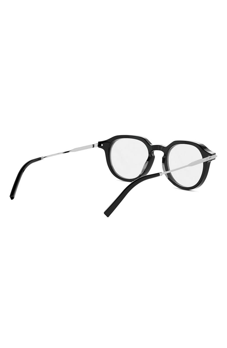 DIOR Blacksuit R10I 49mm Small Round Optical Glasses, Alternate, color, Shiny Black