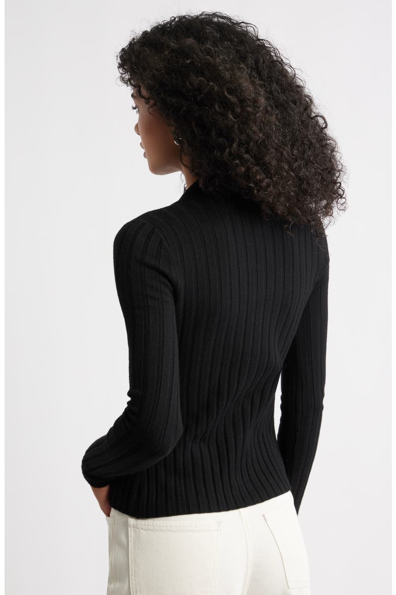 Collared Rib Cardigan, Alternate, color, BLACK
