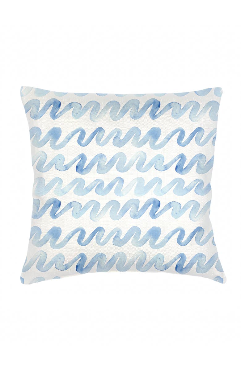 Anaya Watercolor Waves Blue Linen Euro Pillow 26x26 with Down Alternative Insert, Main, color, Blue