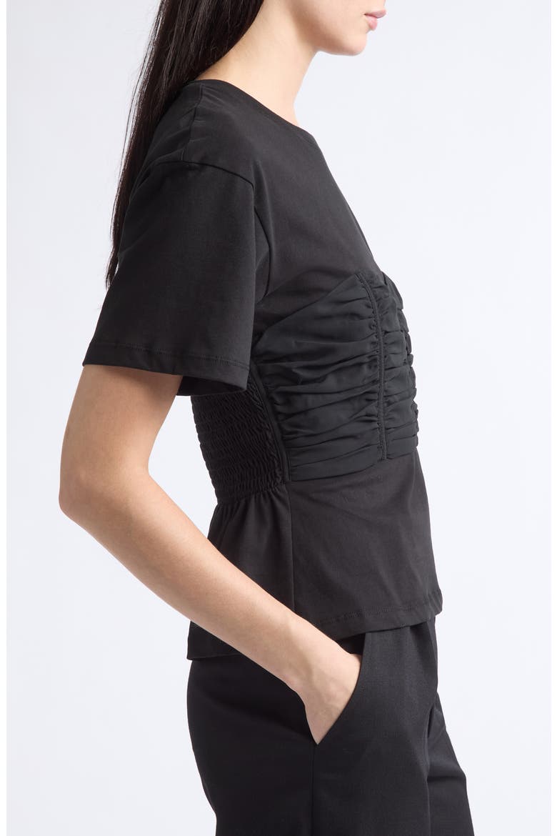 Mila Mixed Media Top, Alternate, color, NOIR