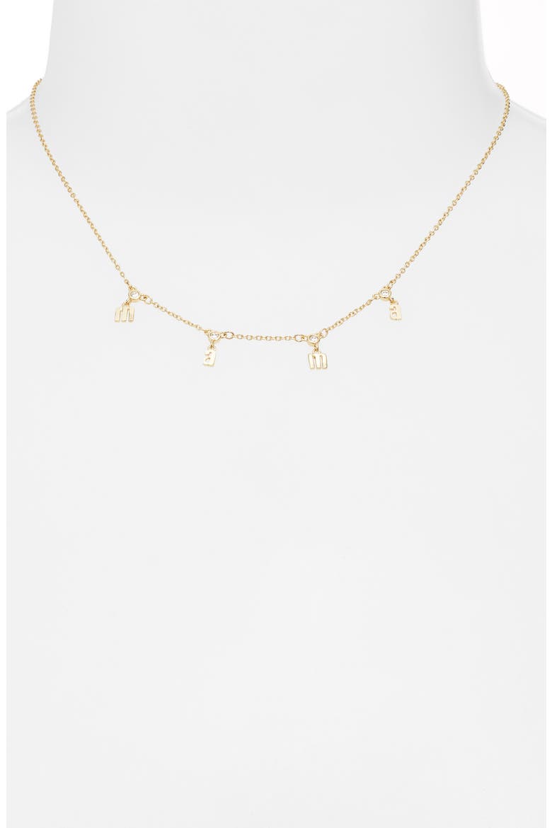 Gift Boxed Demi Fine Cubic Zirconia Mama Charm Necklace, Alternate, color, CLEAR- GOLD