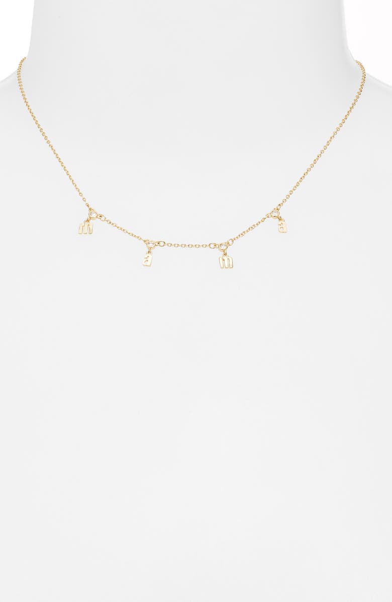 Chelsea28 Demi Fine Cubic Zirconia Mama Charm Necklace, Alternate, color, Clear- Gold
