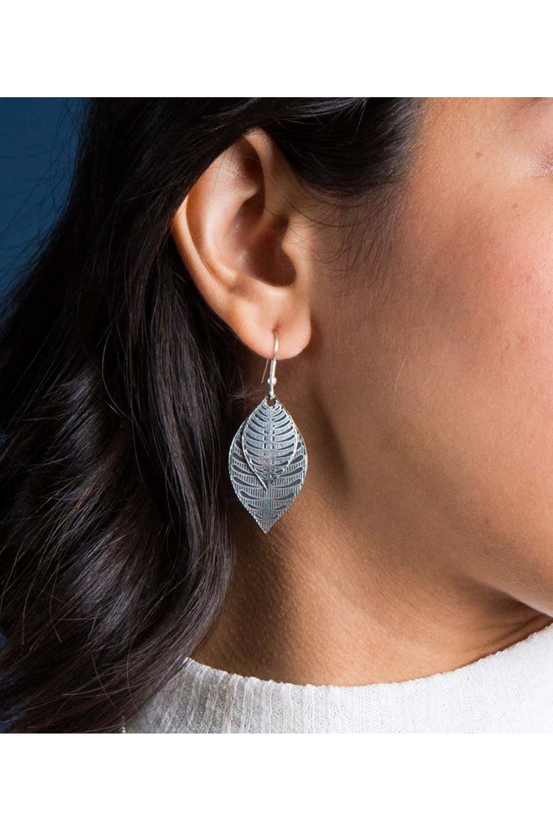 Sanctuary Leaf Drop Earrings, Alternate, color, Silver
