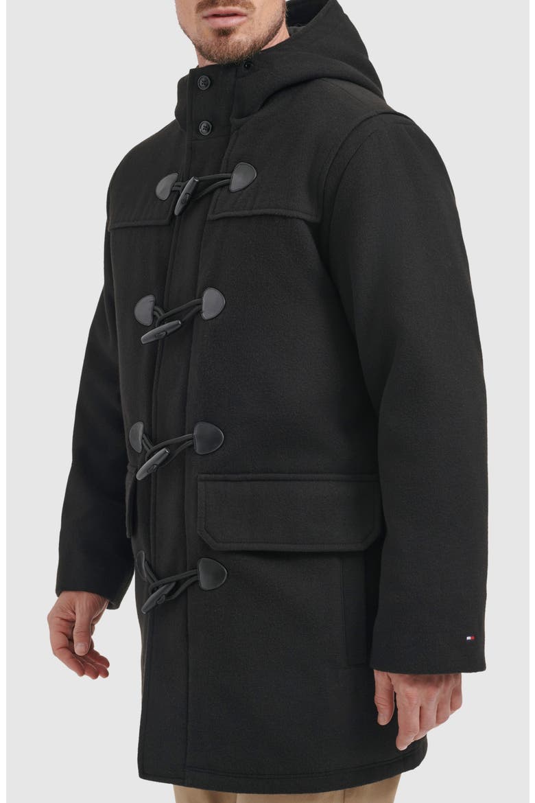 Hooded Toggle Coat, Alternate, color, BLACK