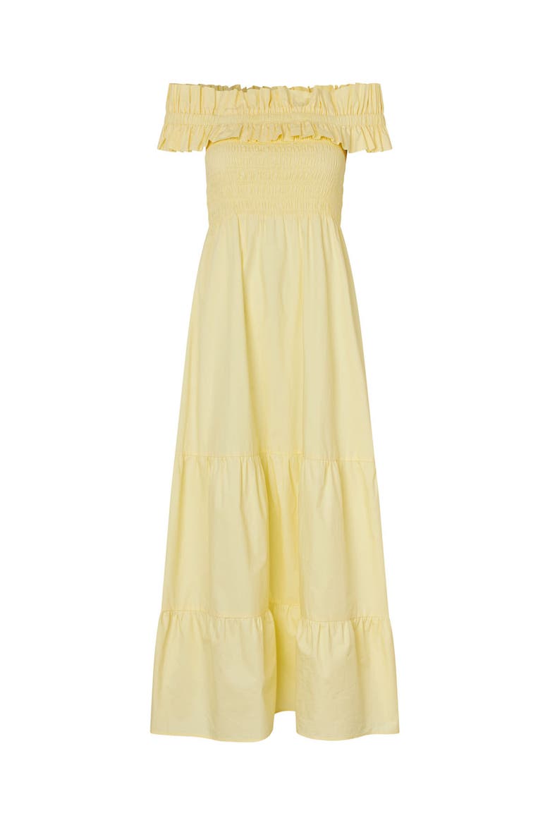 Capri Bardot Ruffle Maxi Dress, Alternate, color, French Vanilla