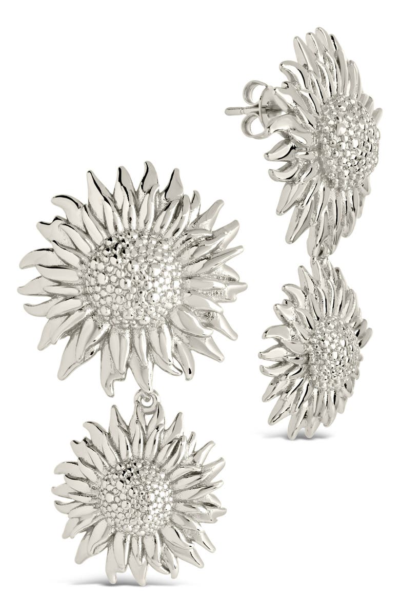 Sterling Forever Solaris Sunflower Drop Earrings, Main, color,