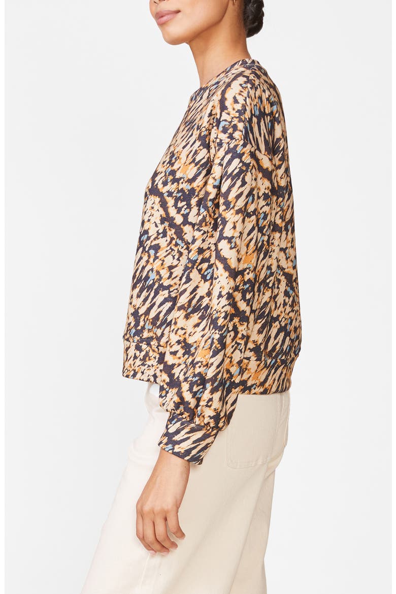 Printed Balloon Sleeve Sweatshirt, Alternate, color, BRWN MULTI
