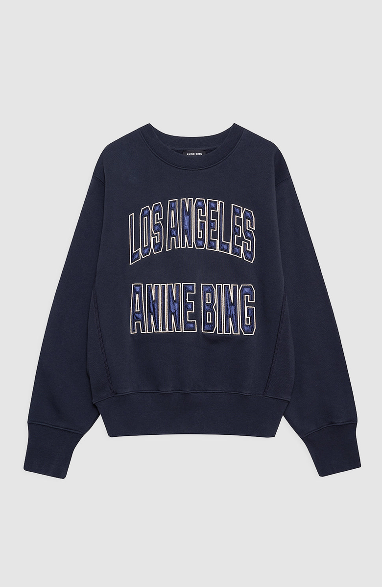 ANINE BING Harry Shrunken LA Sweatshirt, Alternate, color, Vintage Black