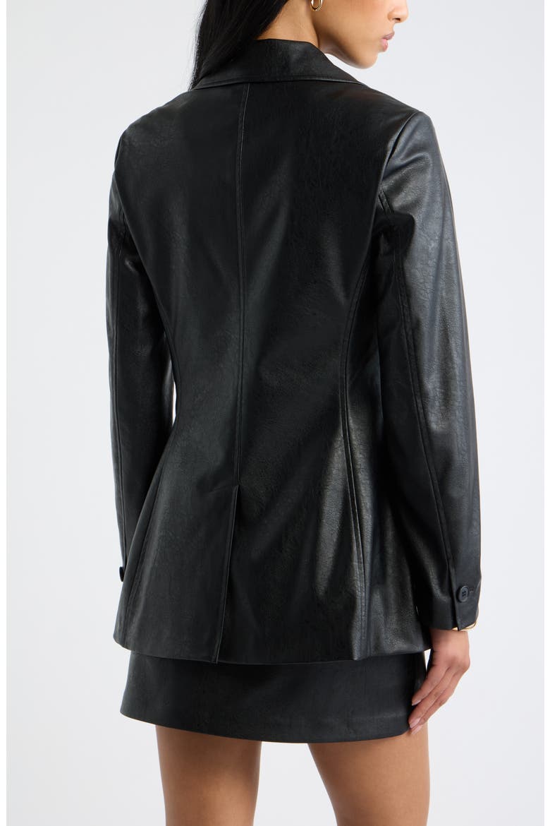 Faux Leather Fitted Blazer, Alternate, color, BLACK