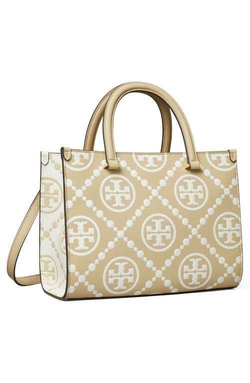 Tory Burch T Monogram Contrast Embossed Tote In Beige