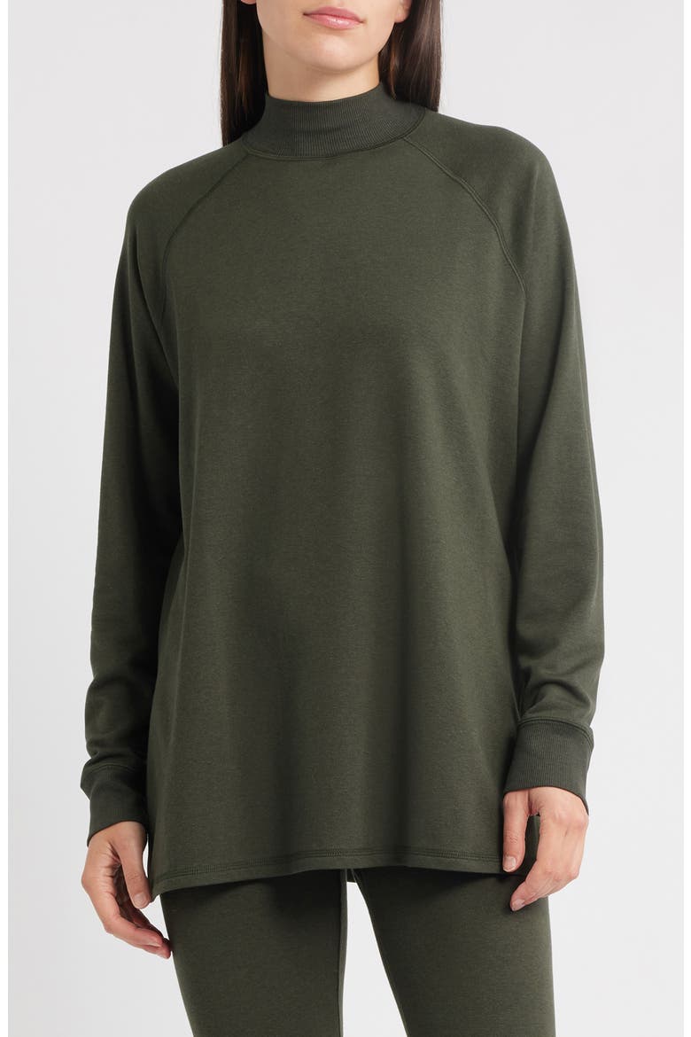 Mock Neck Long Sleeve Terry Shirt, Main, color, WOODLAND