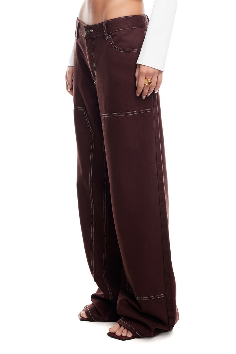 Anchor Contrast Stitch Wide Leg Jeans, Alternate, color, CHOCOLATE
