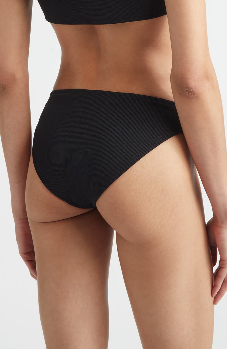 TOTEME Side Button Ribbed Bikini Bottoms, Alternate, color, Black
