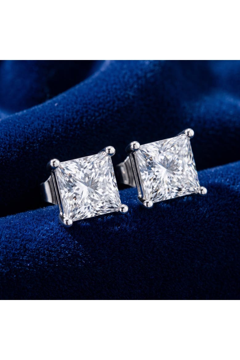 4 Ct TW Princess Cut Diamond Studs in 14k Gold Earrings Lab Grown, Alternate, color, Yellow Gold - 1.5Ct