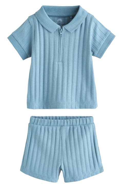 Rib Zip Polo & Shorts Set (Baby)
