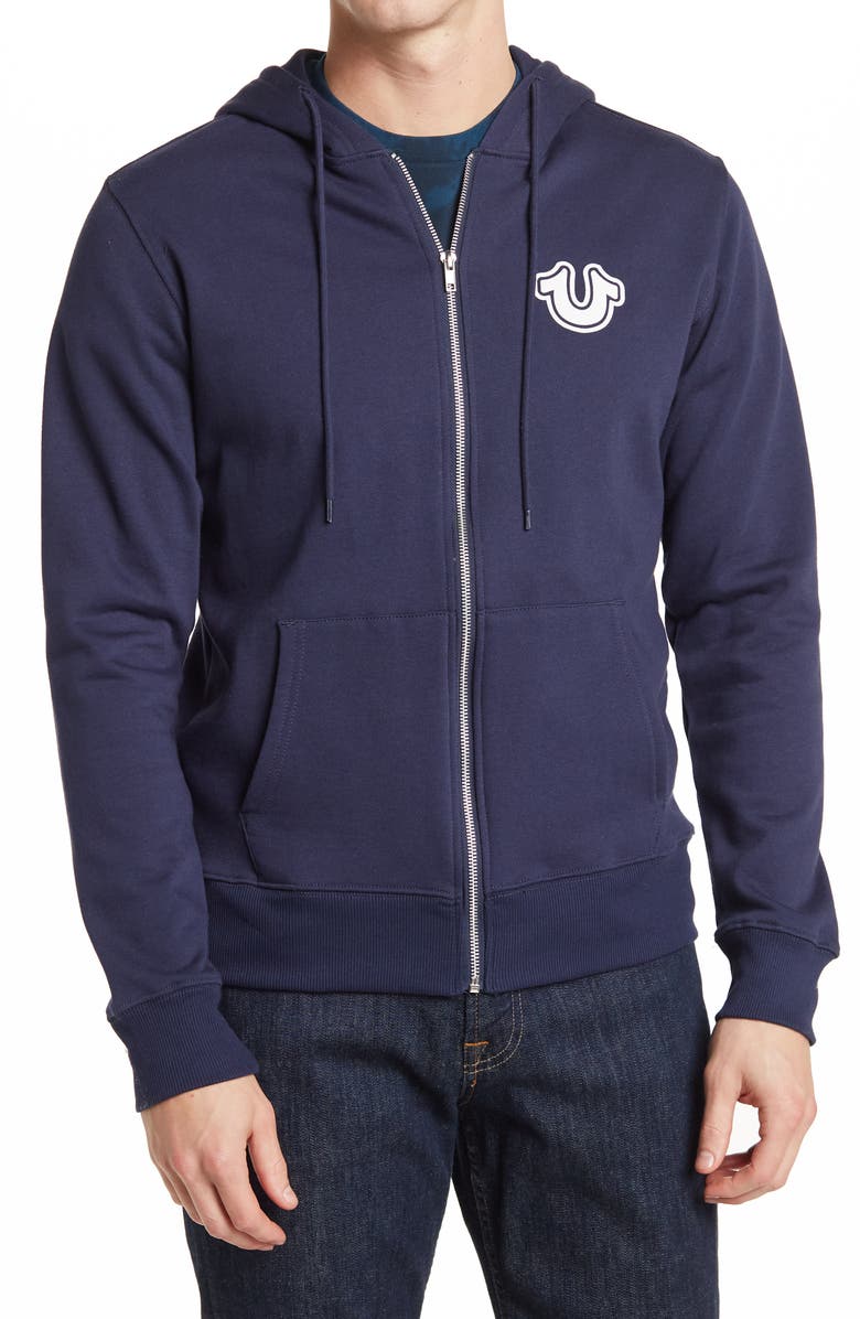 True Religion Core Zip-Up Hoodie, Main, color, Ace Blue