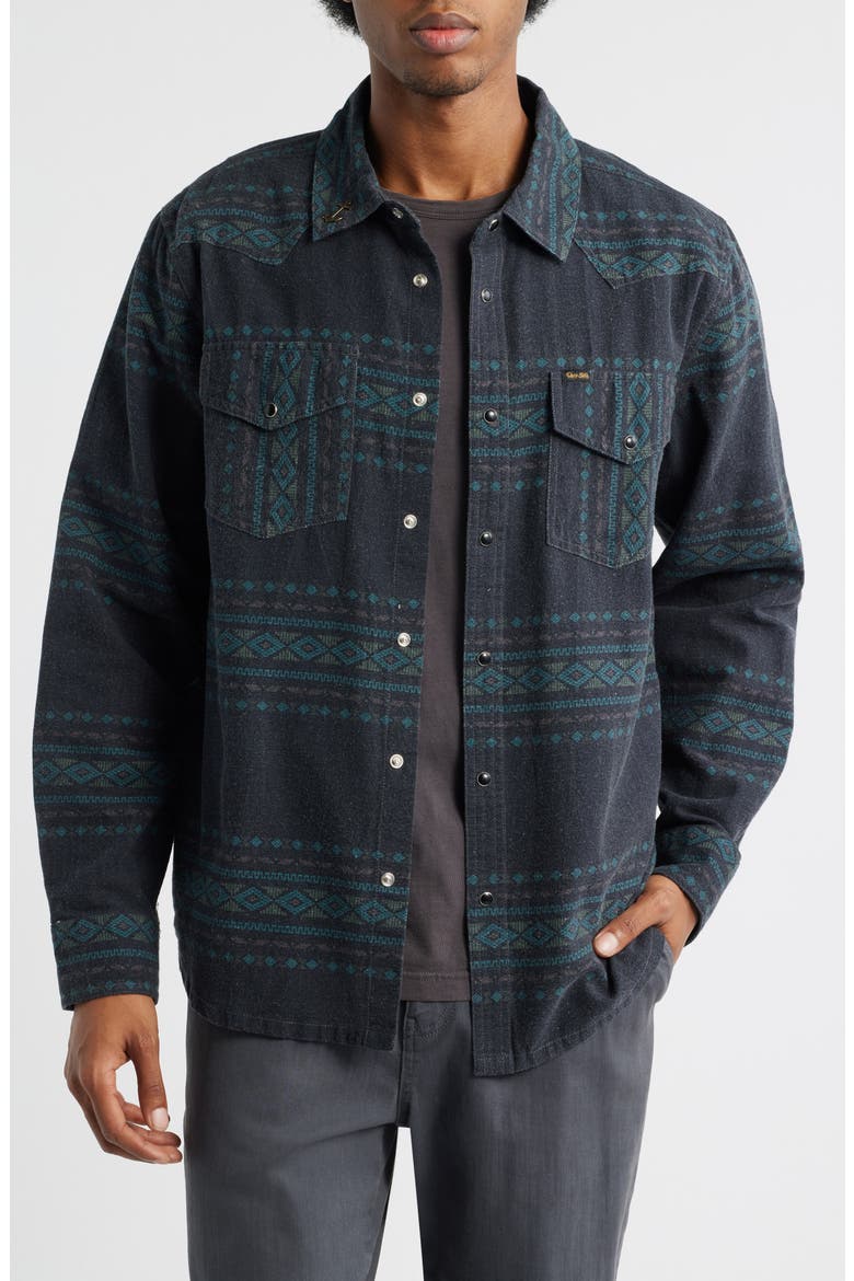 Austin Print Snap-Up Shirt, Main, color, BLACK