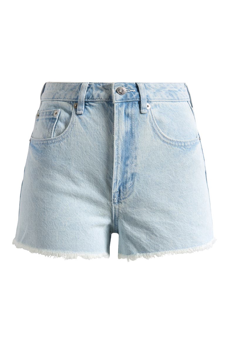 Malisha Ivy Fray Hem Denim Shorts, Alternate, color, MEDIUM INDIGO