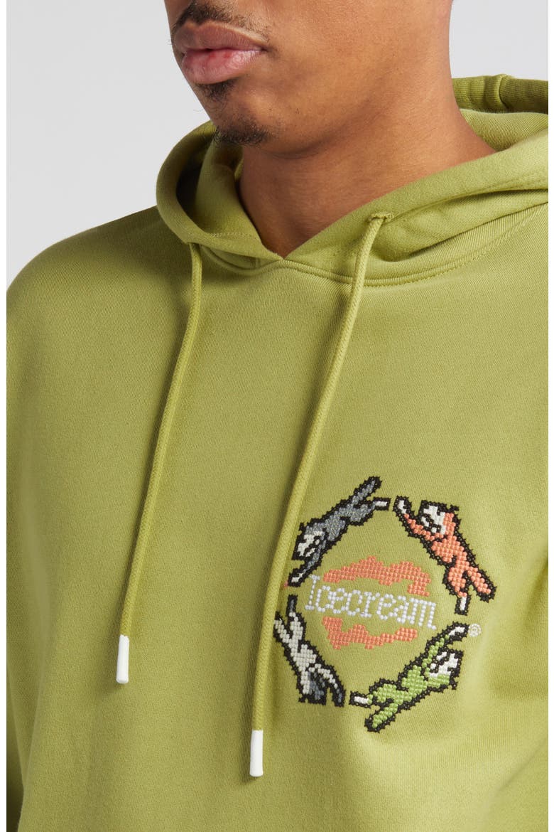 Embroidered Cotton Graphic Hoodie, Alternate, color, FERN