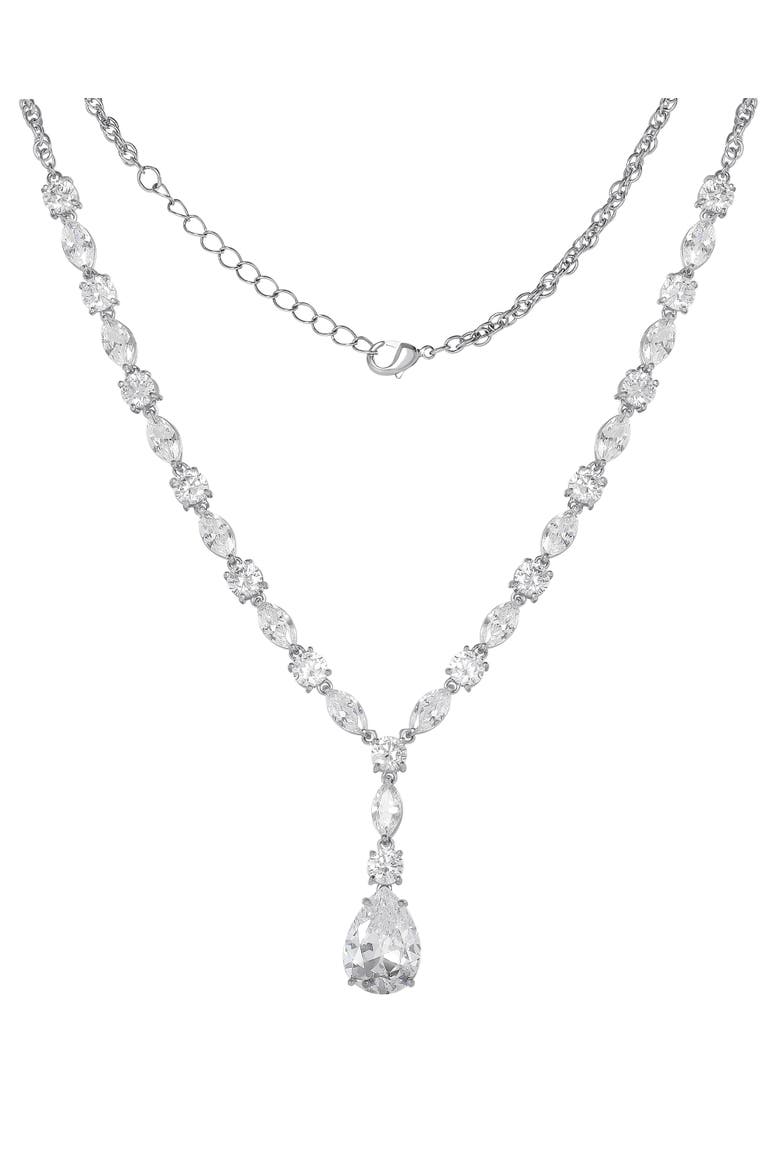 Crystal Drop Pendant Necklace, Alternate, color, Silver