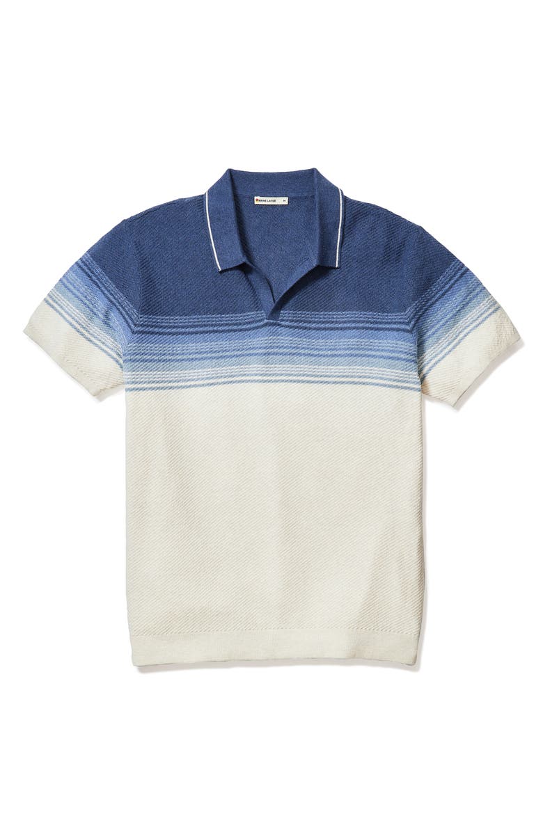 Marine Layer Greyson Short Sleeve Polo Sweater, Alternate, color, Navy/ Oatmeal