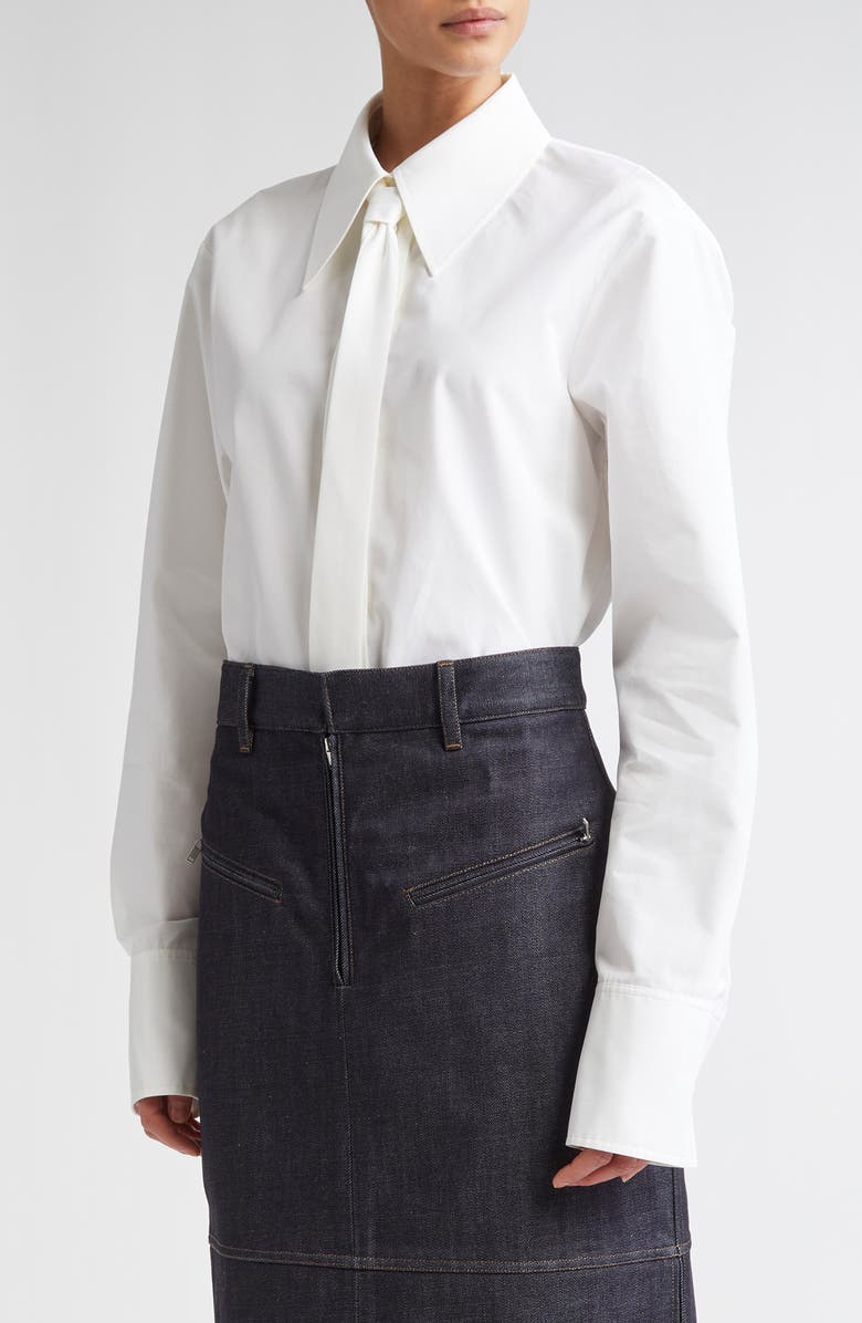 Jil Sander Relaxed Cotton Poplin Tie Shirt, Main, color, 