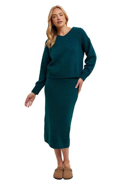 Wishlist Brushed Knit Sweater Midi Skirt In Blue