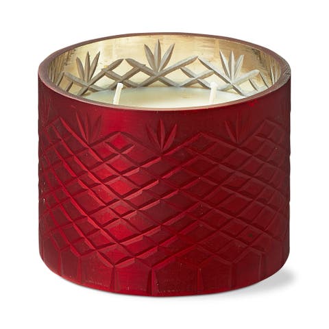 Chai Spice Vanilla Scented Candle Jar Red Wax Christmas Decor