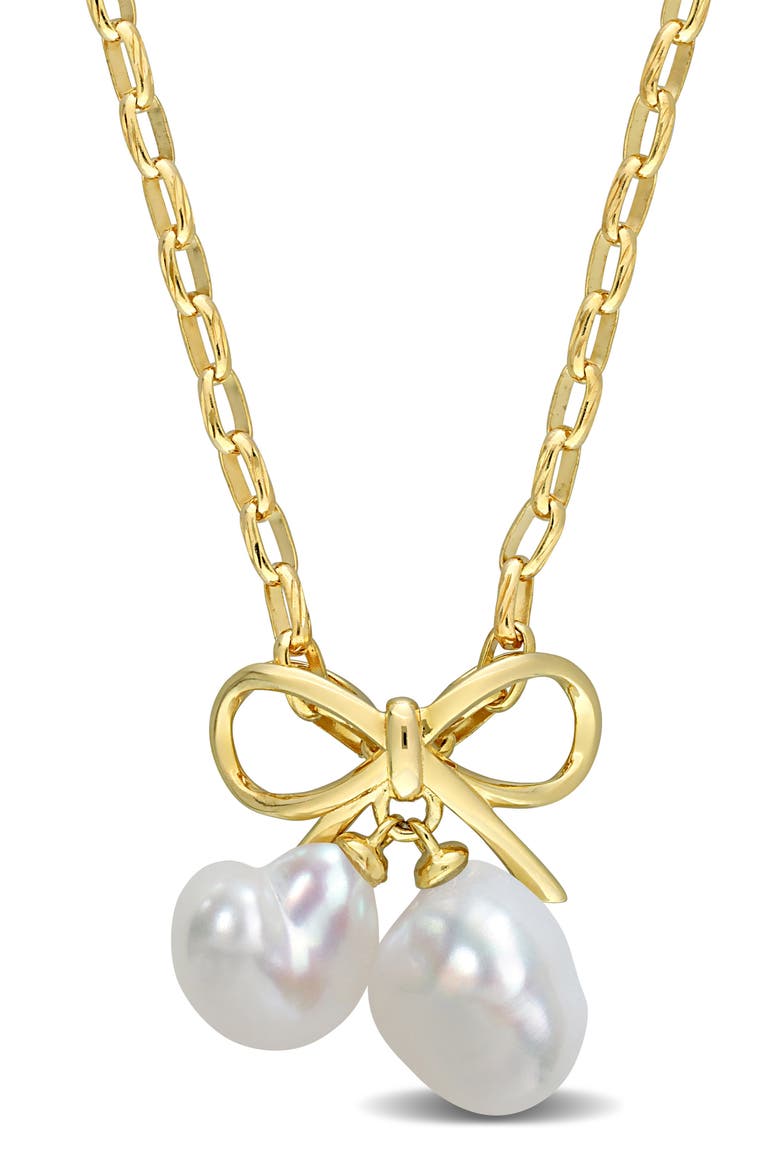 9-9.5mm Cultured Freshwater Pearl Necklace, Main, color, GOLD/ WHITE