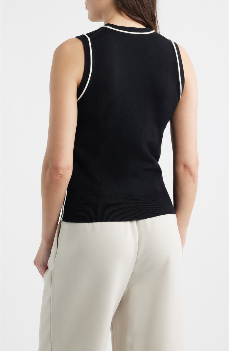 DELUC Contrast Piping Crop Tank, Alternate, color, Black With Ecru Details
