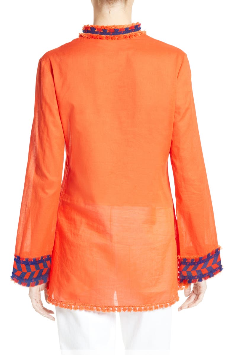 Tory Burch Tory Embellished Sheer Poplin Tunic, Alternate, color,