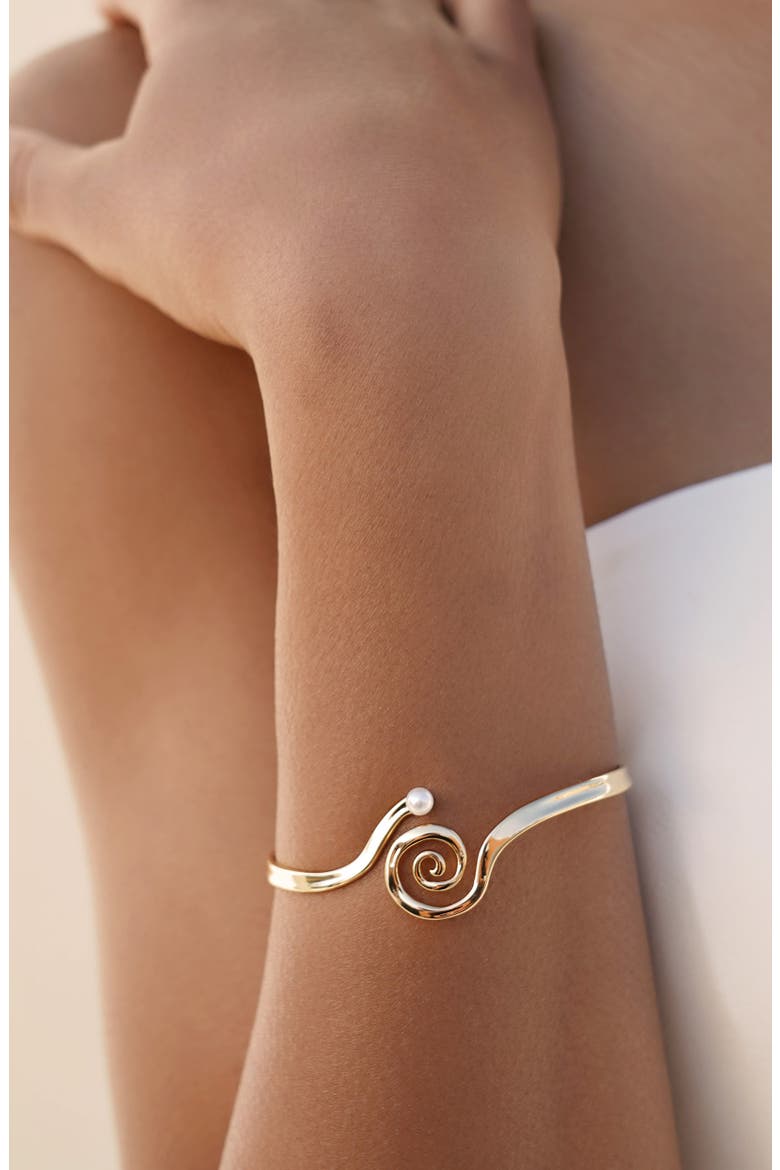 Mini Aura Swirl Cuff Bracelet, Alternate, color, GOLD