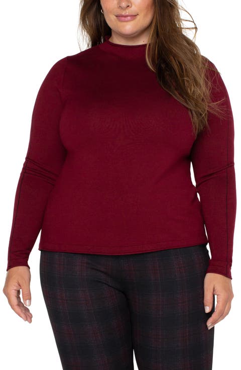 Mock Neck Roll Hem Sweater (Plus Size)