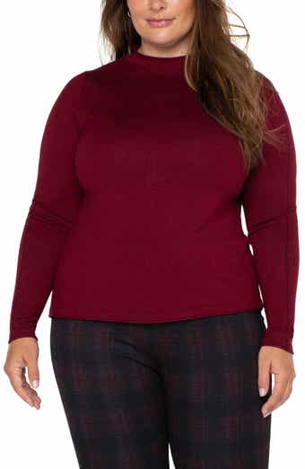 Liverpool Los Angeles Mock Neck Roll Hem Sweater