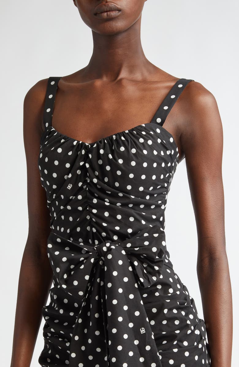Dolce&Gabbana Polka Dot Bow Ruched Minidress, Alternate, color, 