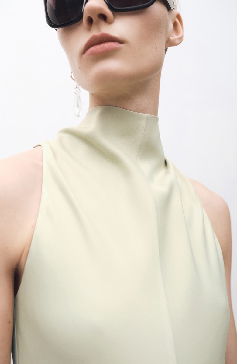 MANGO A-Line Satin Dress, Alternate, color, Pastel Green