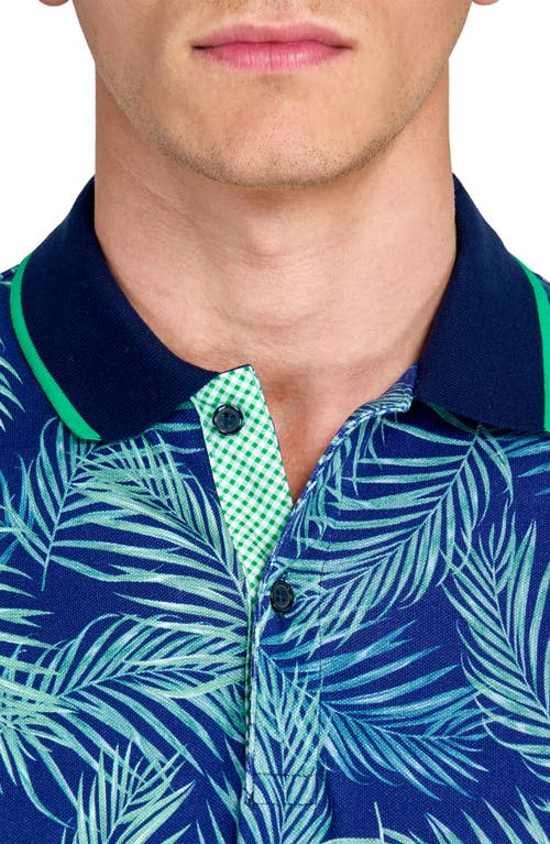 Construct Floral Polo Short Sleeve In Navy/green